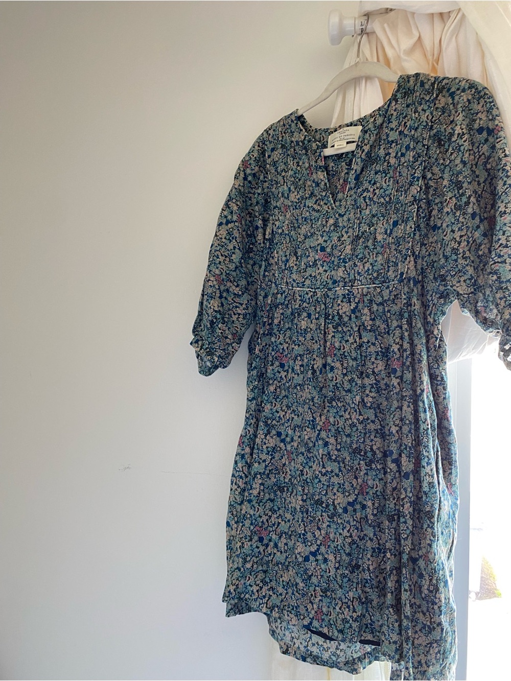 Trovata Blue Teal and Pink Floral Blouse